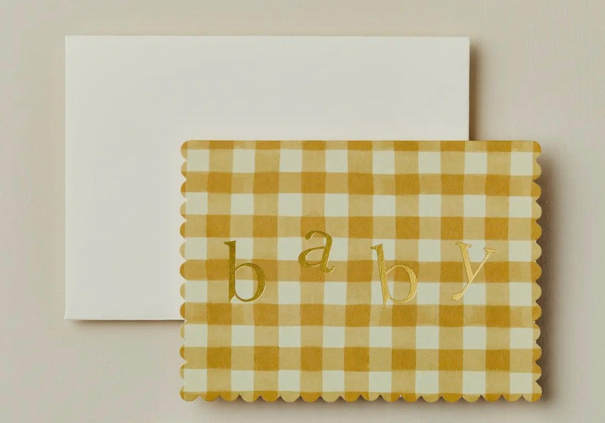 Mustard Gingham Baby Card