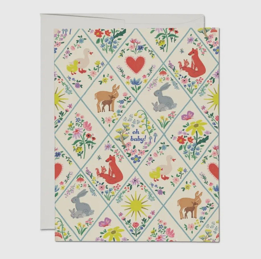 Woodland Critters Baby Greeting Card