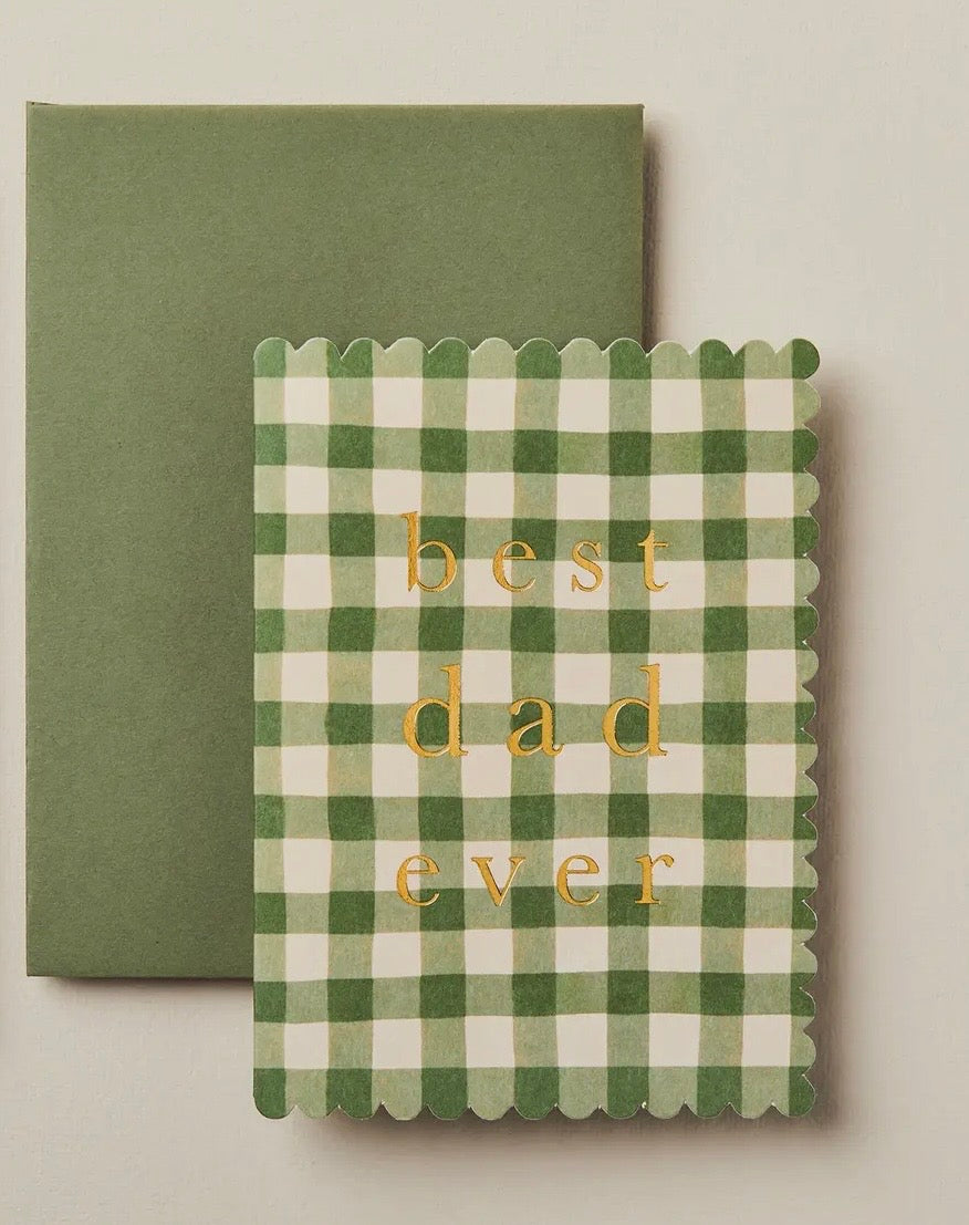 Green Gingham 'Best Dad Ever' Card