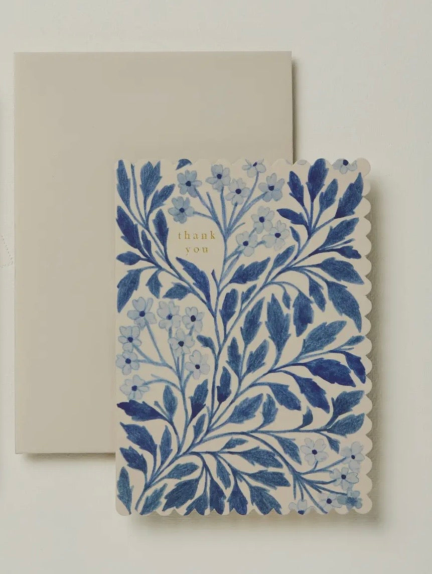 Blue Flora 'Thank You' Card