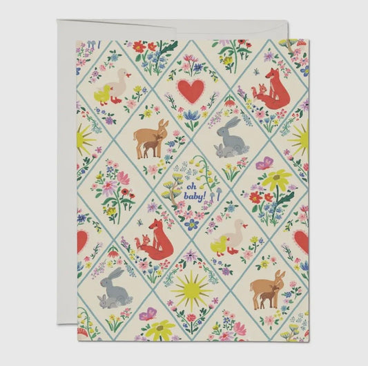 Woodland Critters Baby Greeting Card