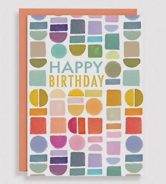 Watercolor Shapes Happy Birthday Card